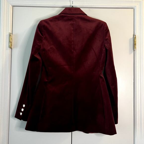 Elie Tahari Single Button Velvet Blazer size 2 Burgundy New - Picture 8 of 9